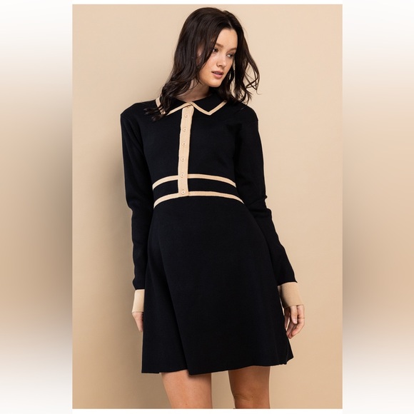 05 Basic Collared Sweater Dress - Picture 2 of 7